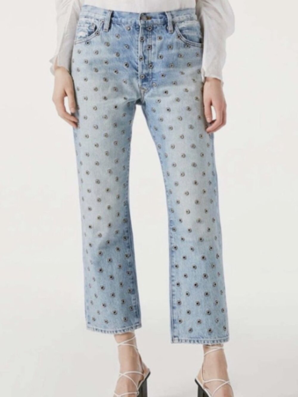FRAME Le Slouch Eyelet Studded Low Rise Jeans – Size 27 Grunge rocker